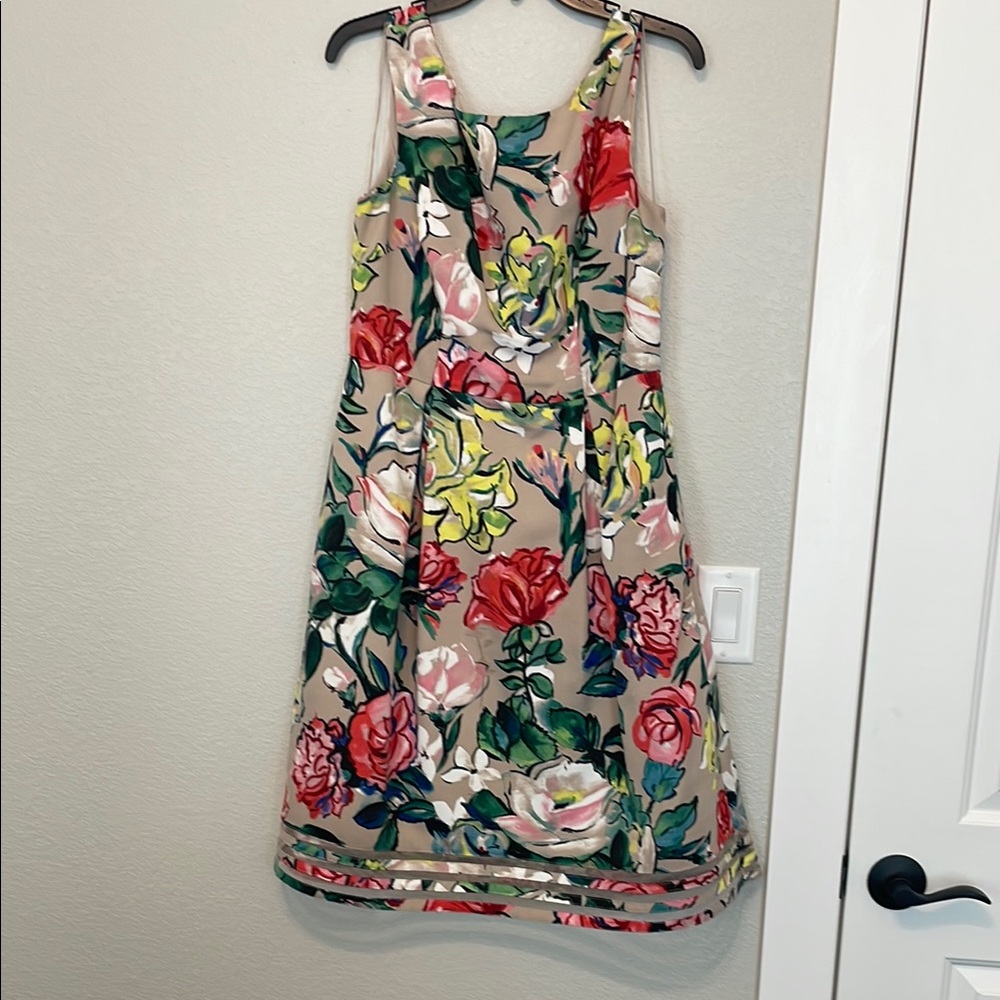 Adrianna Papell Pink and Red Spaghetti Strap Sundress